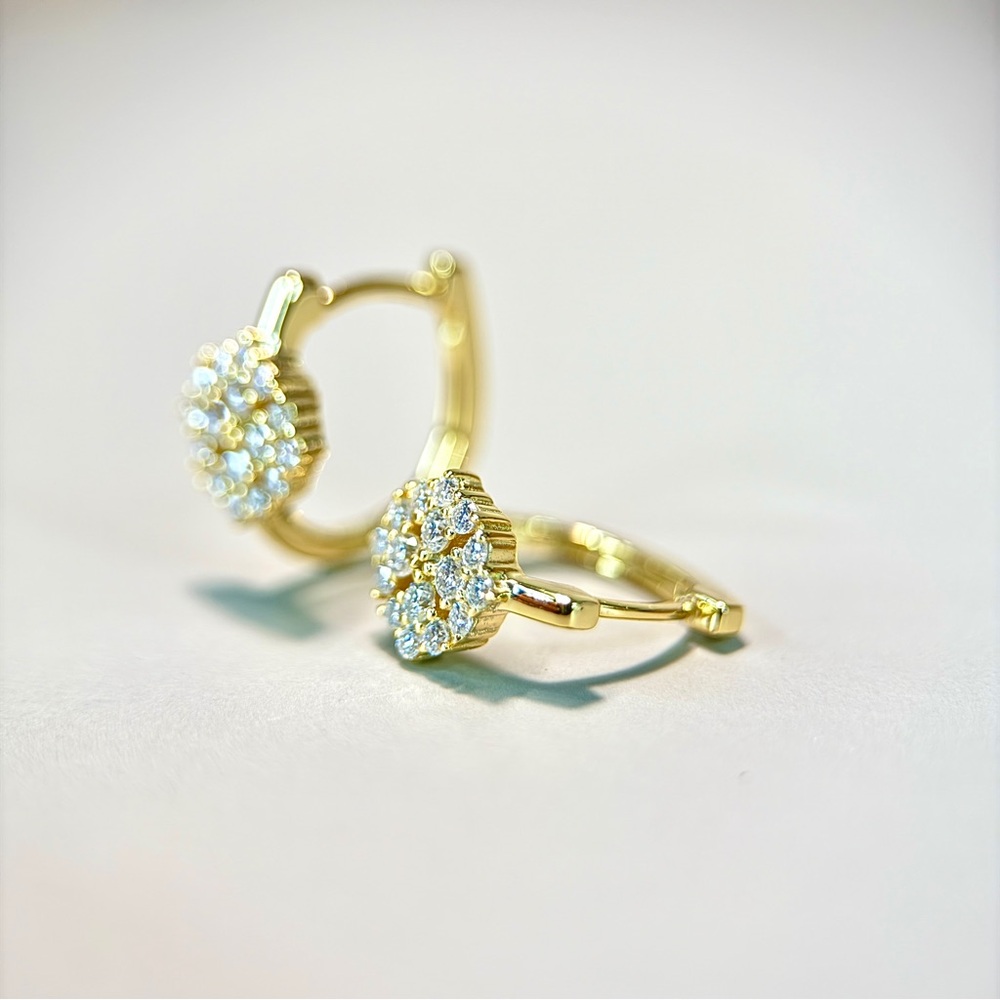 0.5ctw S925 Cupcake Moissanite Diamond Huggie Earrings 14k Plated - Picture 2 of 5